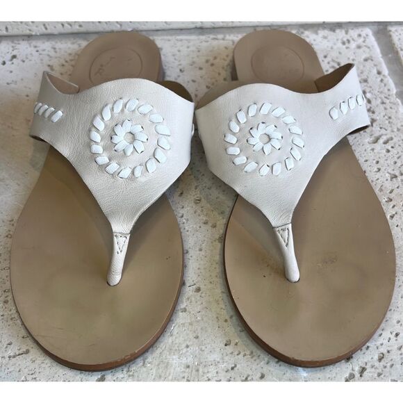 Jack Rogers Cream Slip On Leather Sandals Size 7 - Picture 2 of 10